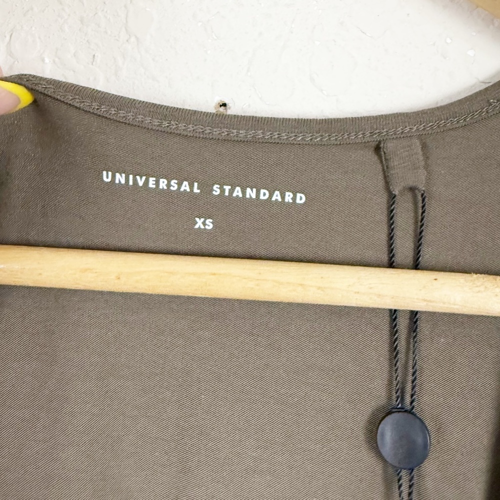 Universal Standard Iconic Geneva Cotton Green Asymmetrical Dress Size XS (10-12) - Picture 4 of 7